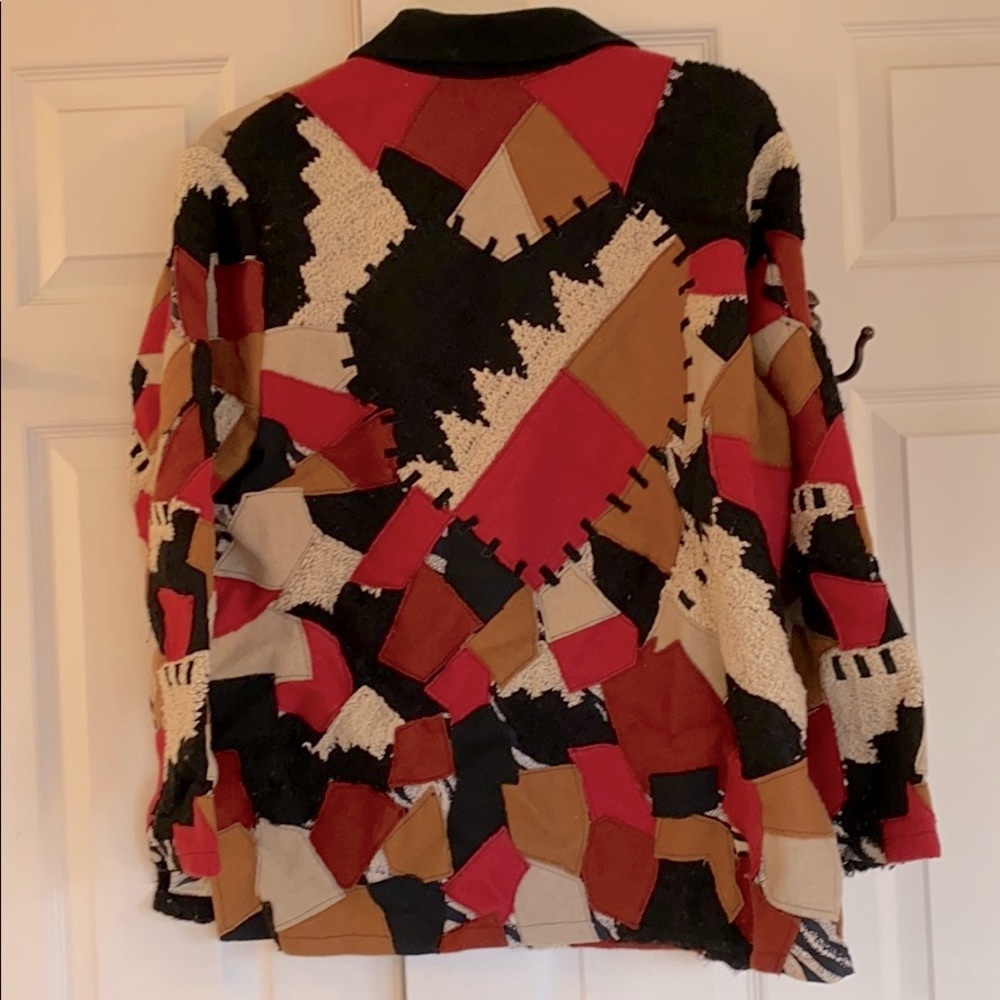 Patchwork Jacket With Genuine Suede Collar - image 5